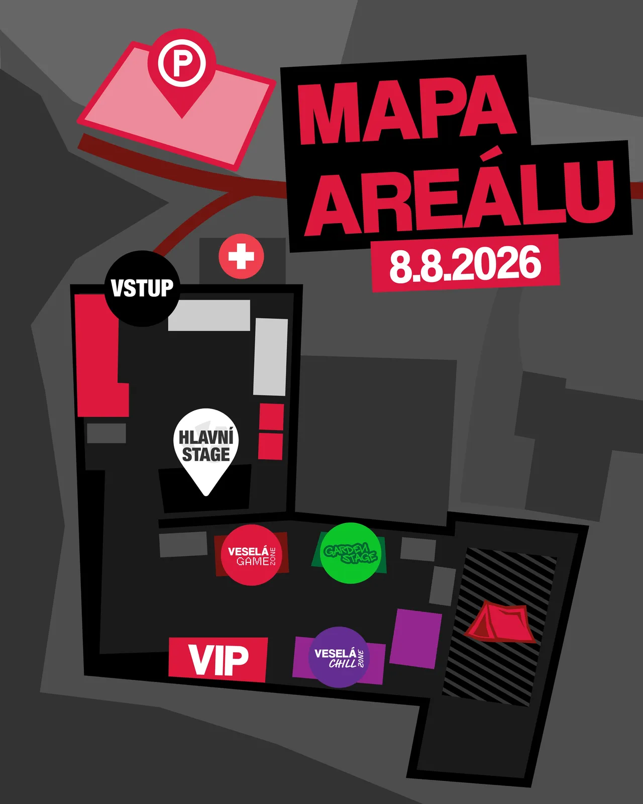 Mapa areálu Veselá Fest